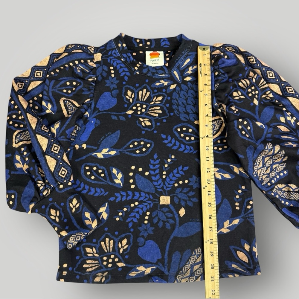NWT FARM RIO Blue Macaw Forest‎ Sweatshirt Sz XS - Picture 9 of 10